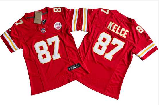 Women%27s Kansas City Chiefs #87 Travis Kelce Red 2023 F.U.S.E. Vapor Untouchable Limited Football Stitched Jersey(Run Small)